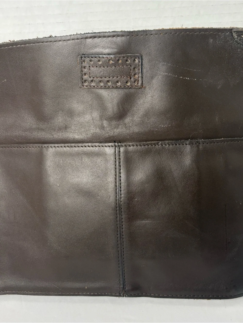 Vtg. HLC chocolate brown leather western envelope clutch